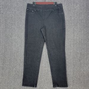 Ruby Rd Jeans Womens 14 Black Dark Wash Elastic Waist Pull-On Stretch Denim